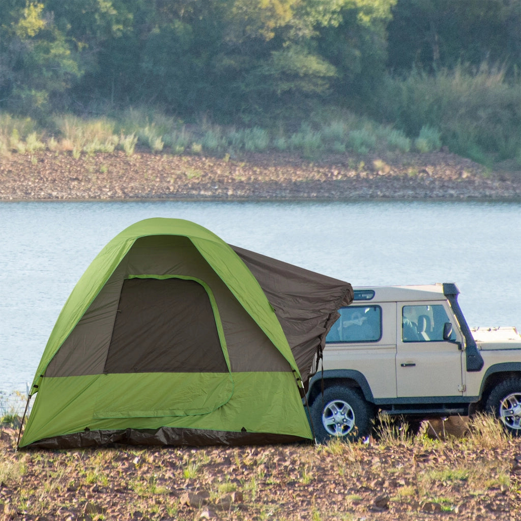 Tenda da campeggio 4-5 persone ¨C Zephmum ¨C Verde, Poliestere fibra di vetro, 300x300x230 cm