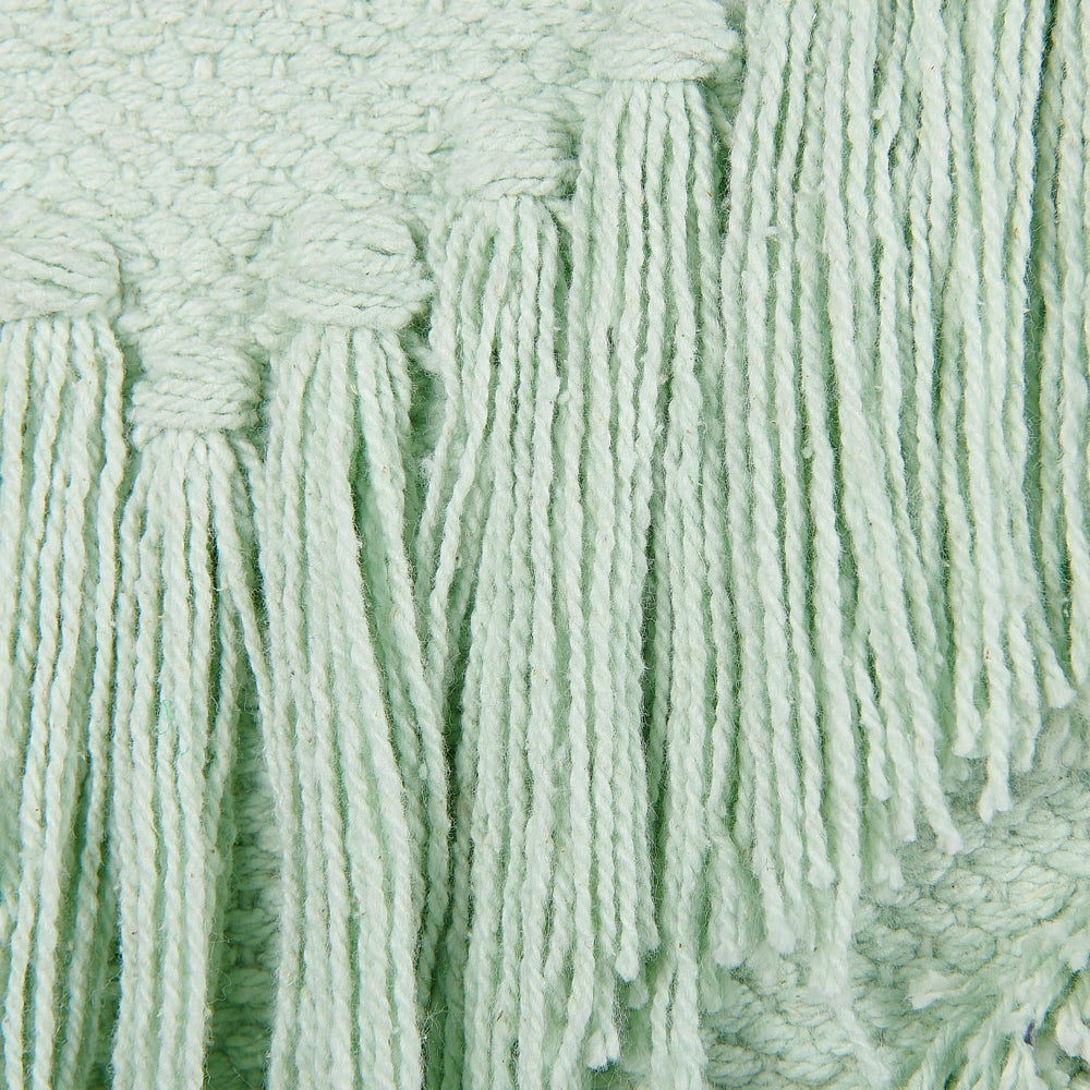 Set di 2 cuscini decorativi in cotone verde chiaro 45 x 45 cm con nappe stile boho con imbottitura
