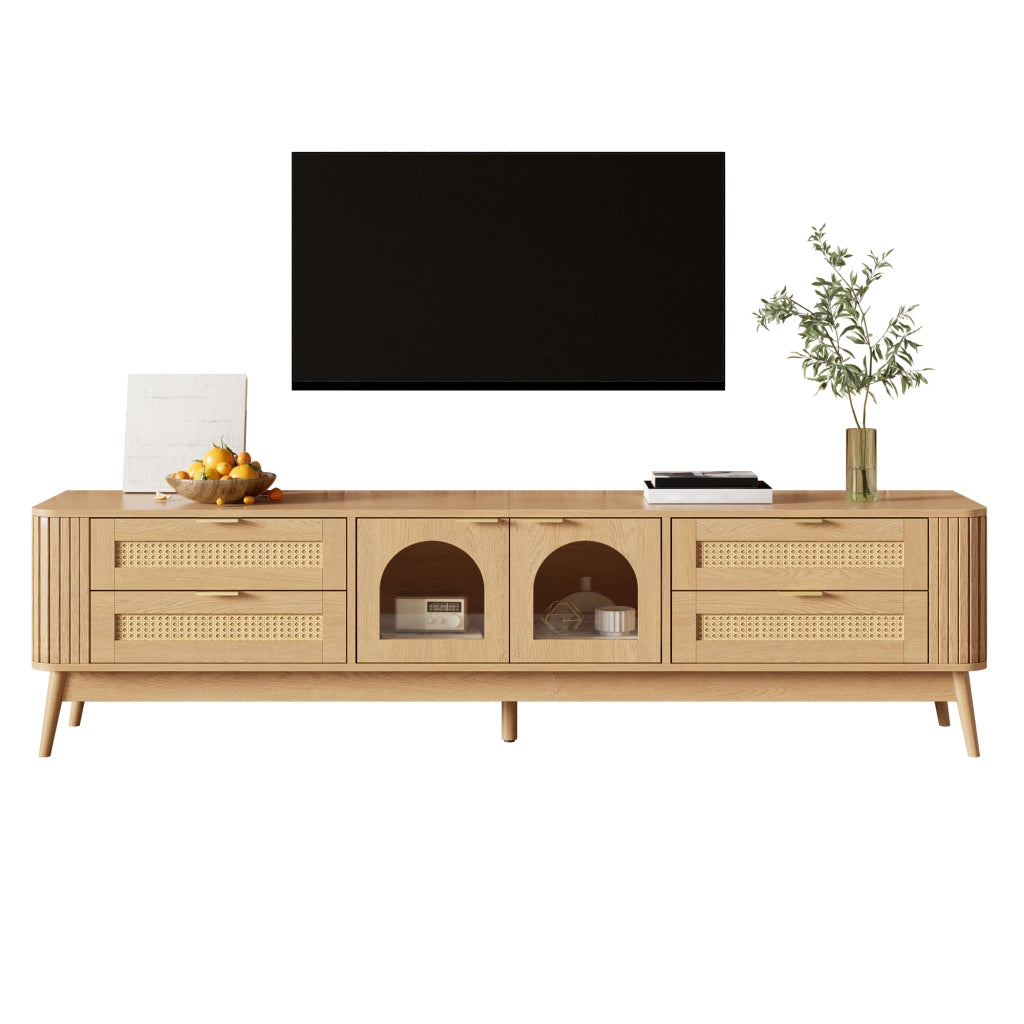 Mobile TV con 2 ante; 4 cassetti e LED per soggiorno 180×40×50 cm natural