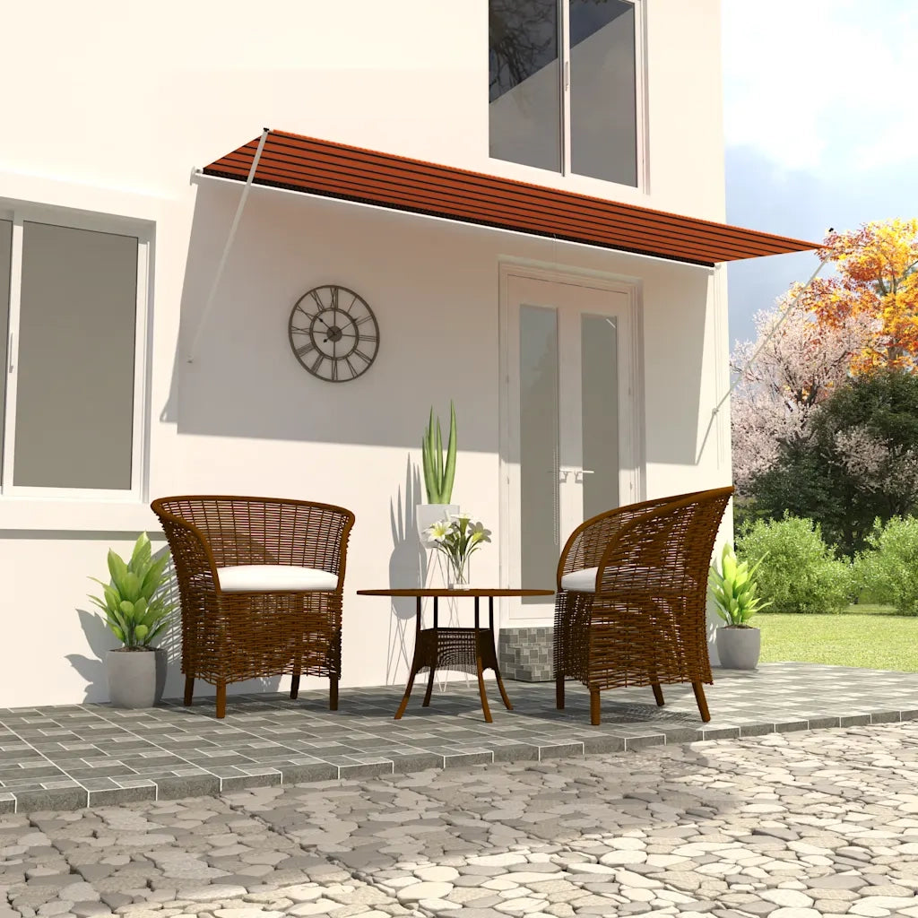 Tenda da Sole Retrattile-Tenda parasole per Patio 400x150 cm Arancione e Marrone