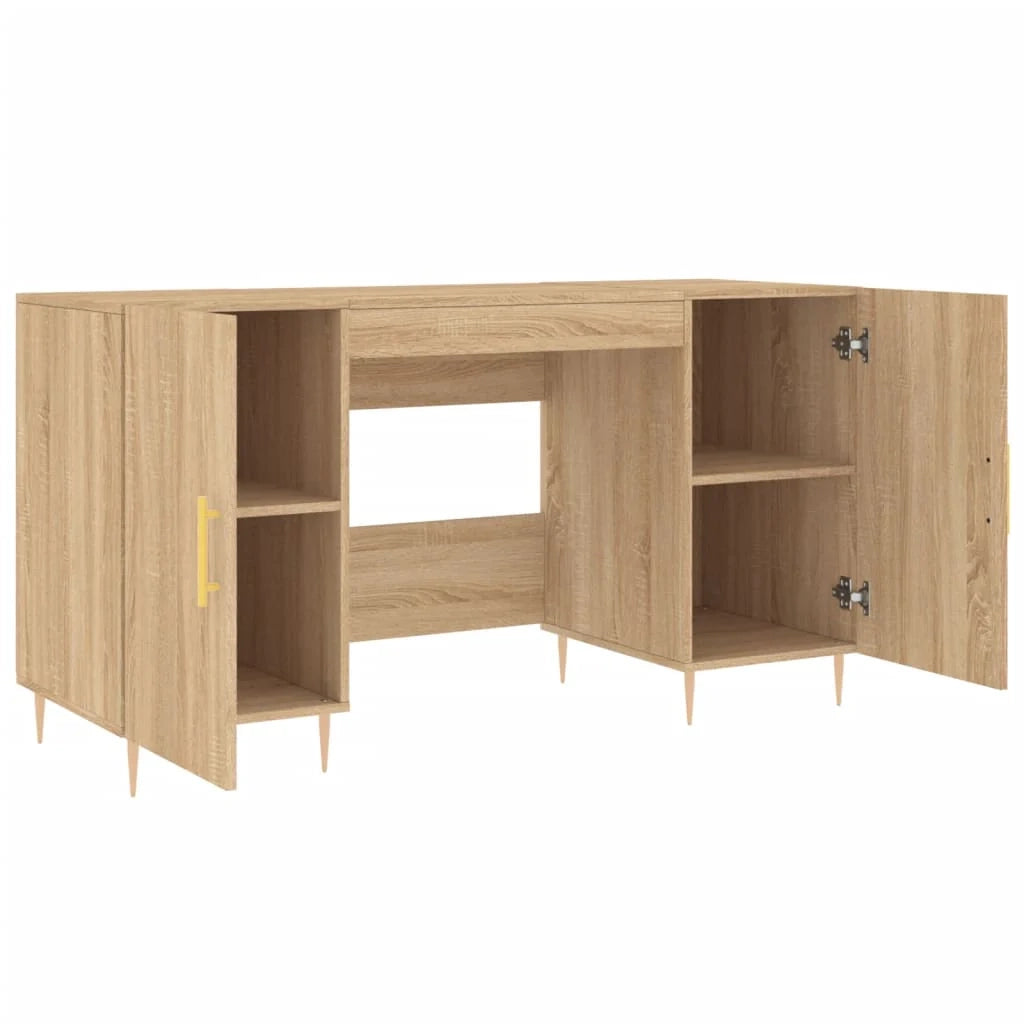 Scrivania tavolo postazione di lavoro mobile per computer studio rovere Sonoma 140 x 50 x 75 cm legno ingegnerizzato marrone 02_0023652