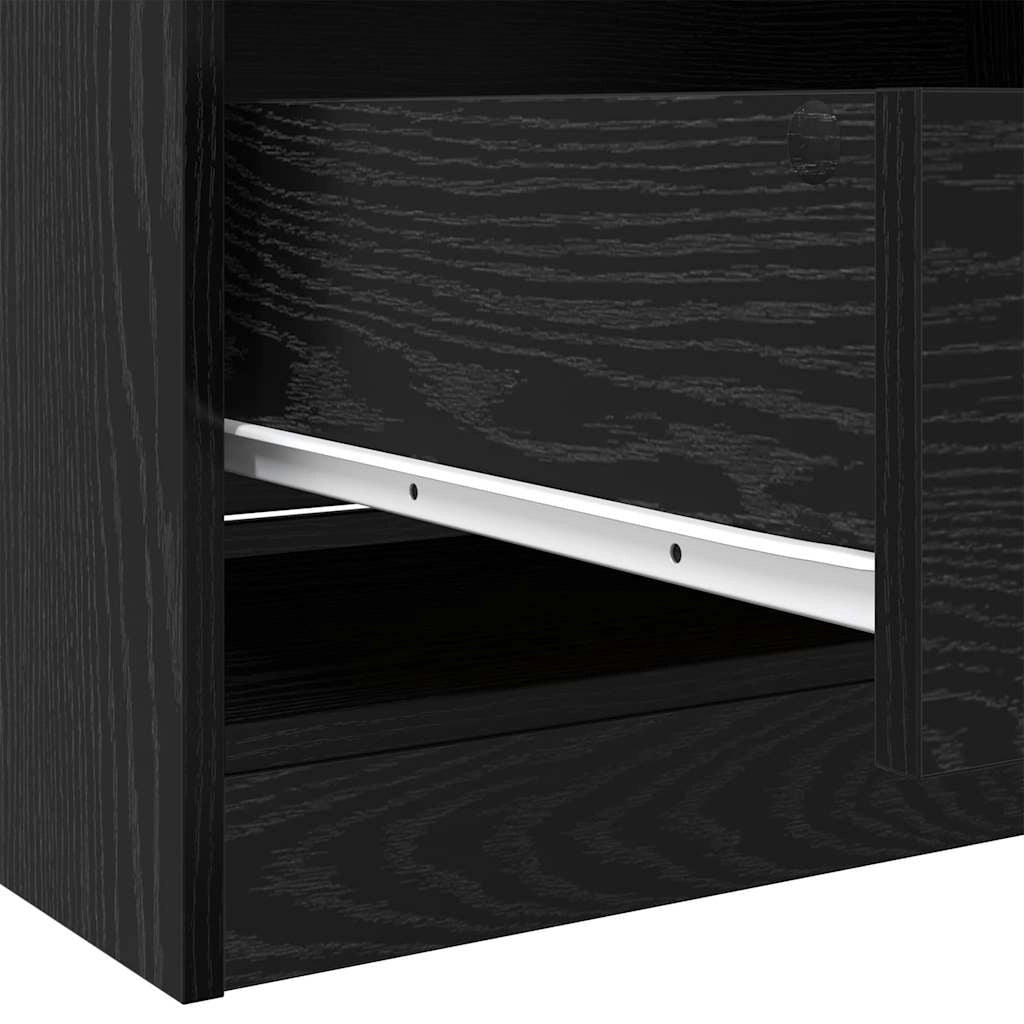 Mobile contenitore moderno 80 x 50 x 203 cm con 2 cassetti stile minimalista legno composito rovere nero 02_0056114