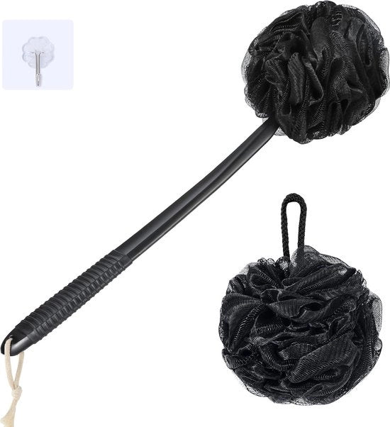Spongia per doccia, set di spongie per pellicolato, spongia per doccia, spazzola per pavimento con 42 cm anti-slip in plastica, spongia per doccia morbida, spongia luffa nera.