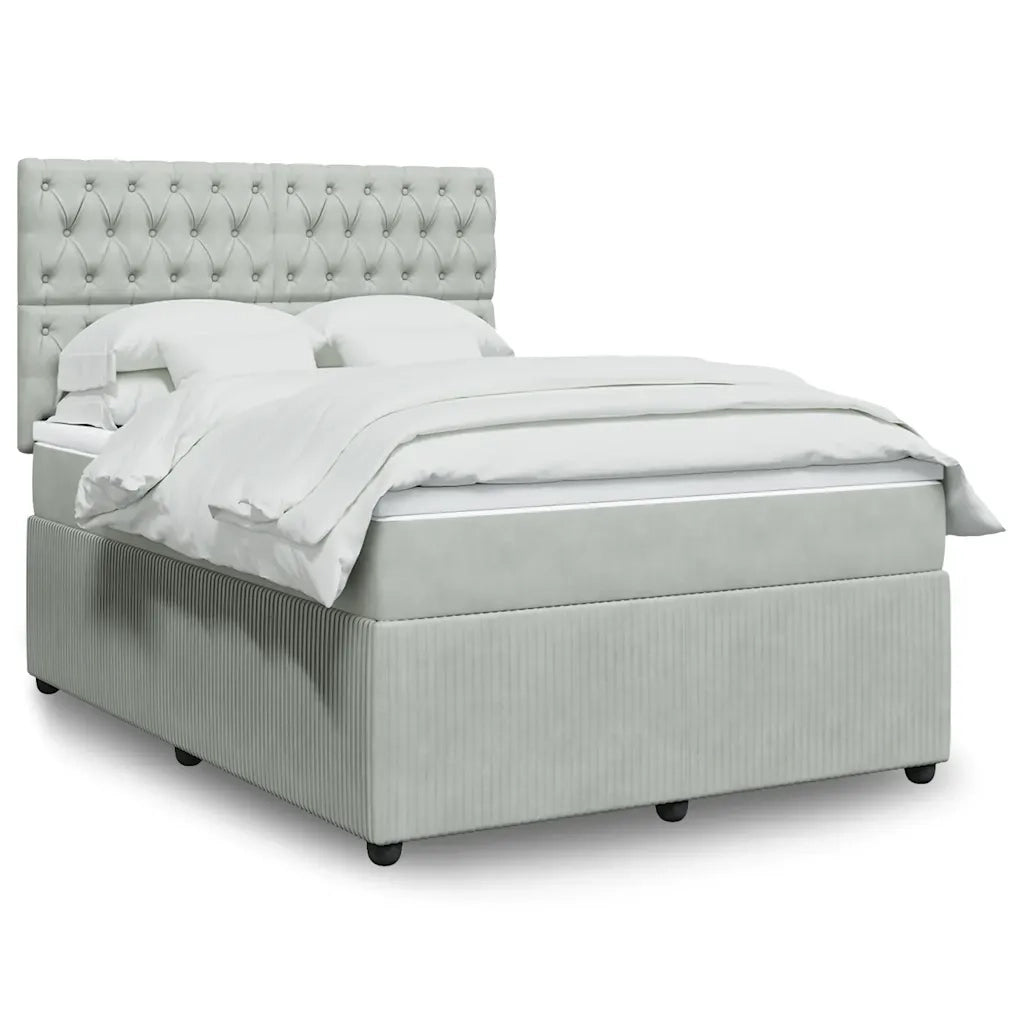 Giroletto a Molle con Materasso Grigio Chiaro 160x200cm Velluto 3292388