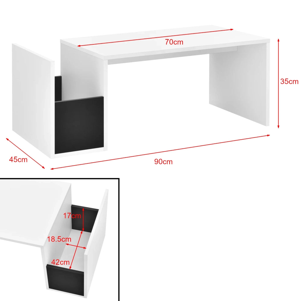 Elegante tavolino da caffè bianco e nero da 90 cm per il soggiorno 03_0006166