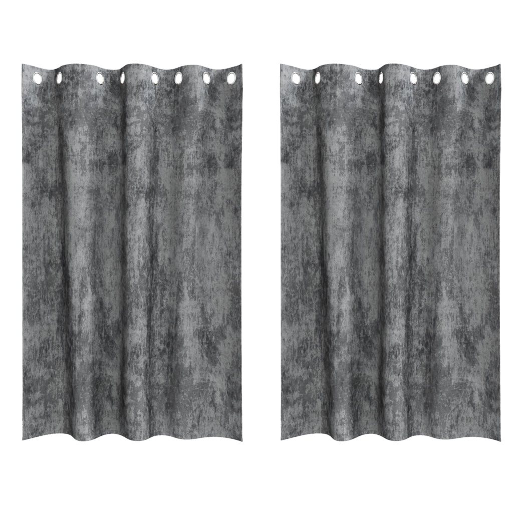 Tende in velluto 2 pz con occhielli grigio 175x140 cm
