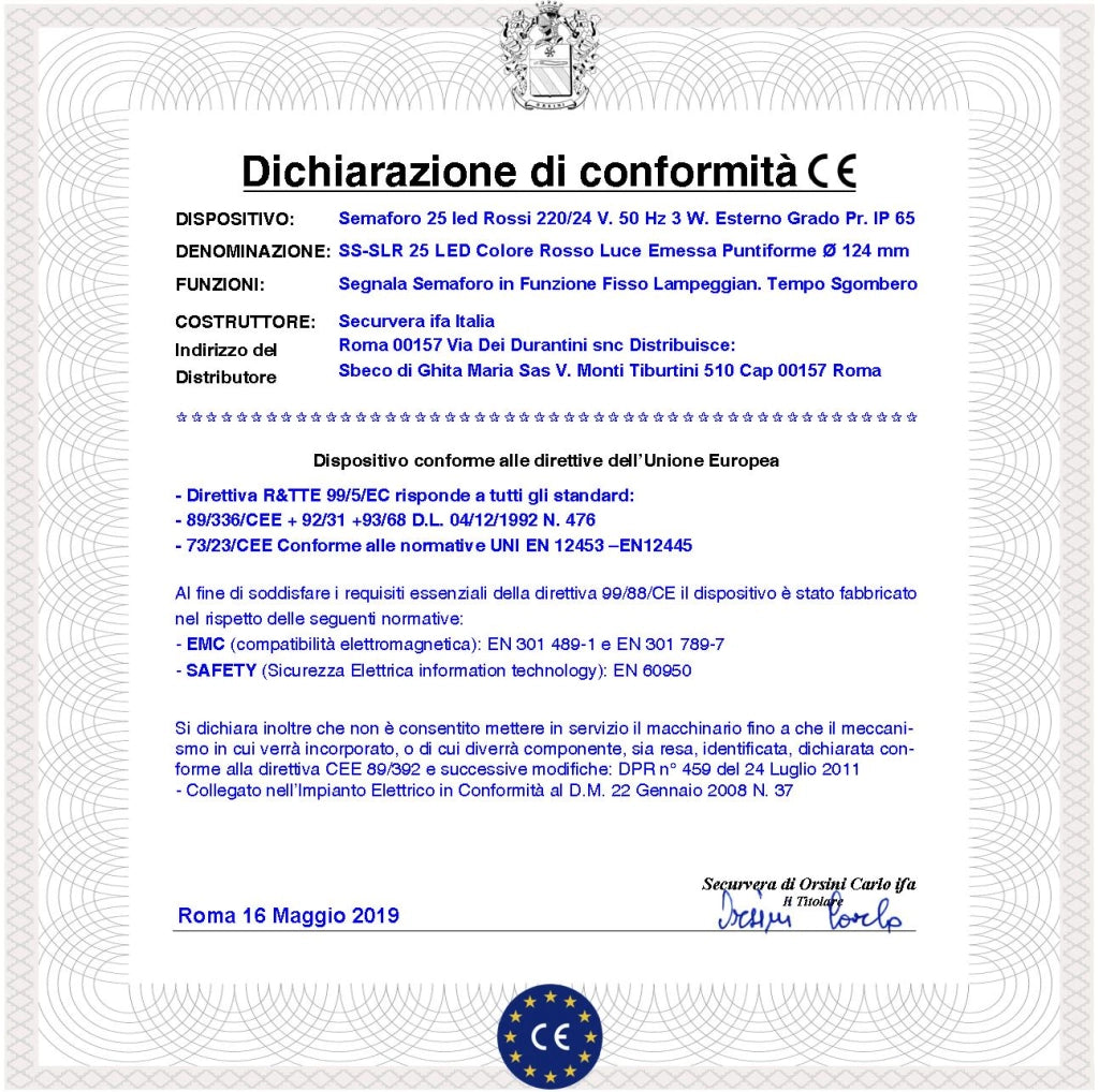 Lente Rossa Vetro Ricambio Semaforo Securvera Diametro luce 124 mm Diametro Esterno 135 mm Guarnizione Parapioggia Emissione Amplifica la Luce Modalità Puntiforme