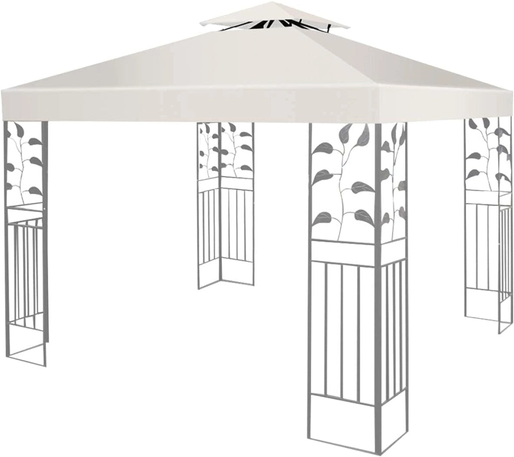 Tetto di Ricambio, per Gazebo Giardino di 3 x 3 M, Doppio/Singolo Strato, in Tessuto Poliestere, Impermeabile e Anti-UV, per Cortile/Spiaggia/Parco, 3 Colori e 2 Stili