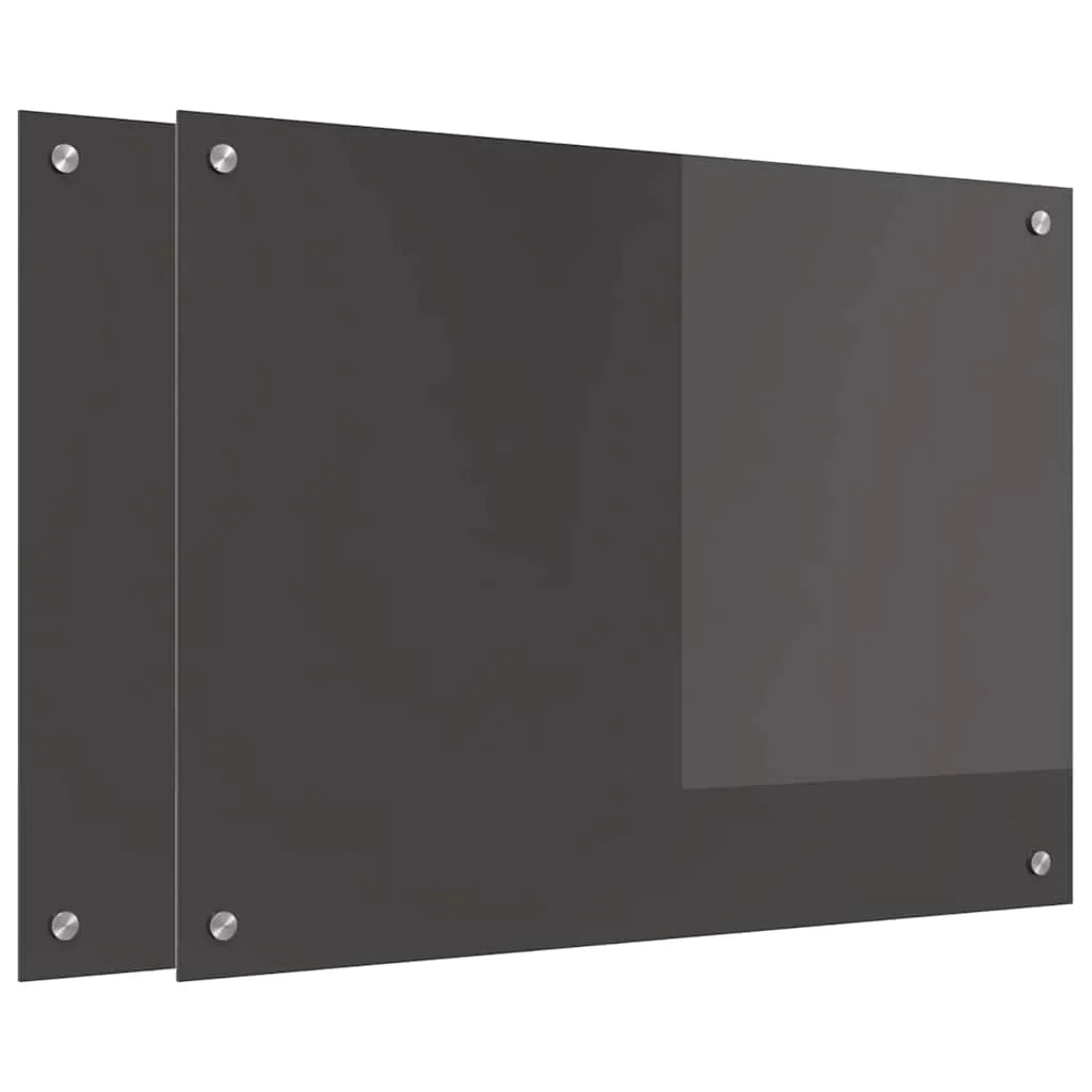 Set di 2 paraschizzi da cucina moderni ed eleganti 80 x 60 cm in vetro temperato grigio scuro 02_0056243
