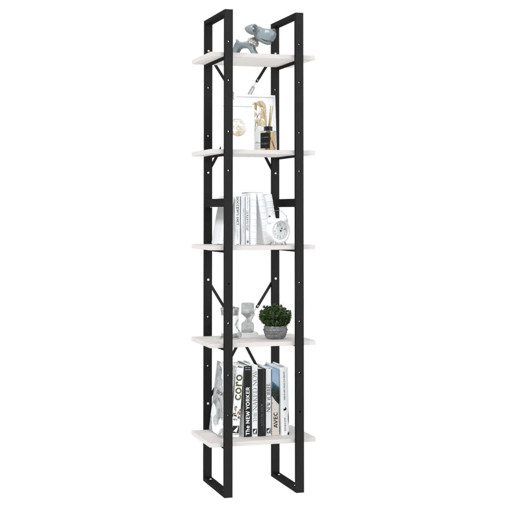 Libreria a 5 Ripiani Bianca 40x30x175 cm in Legno di Pino 3081974