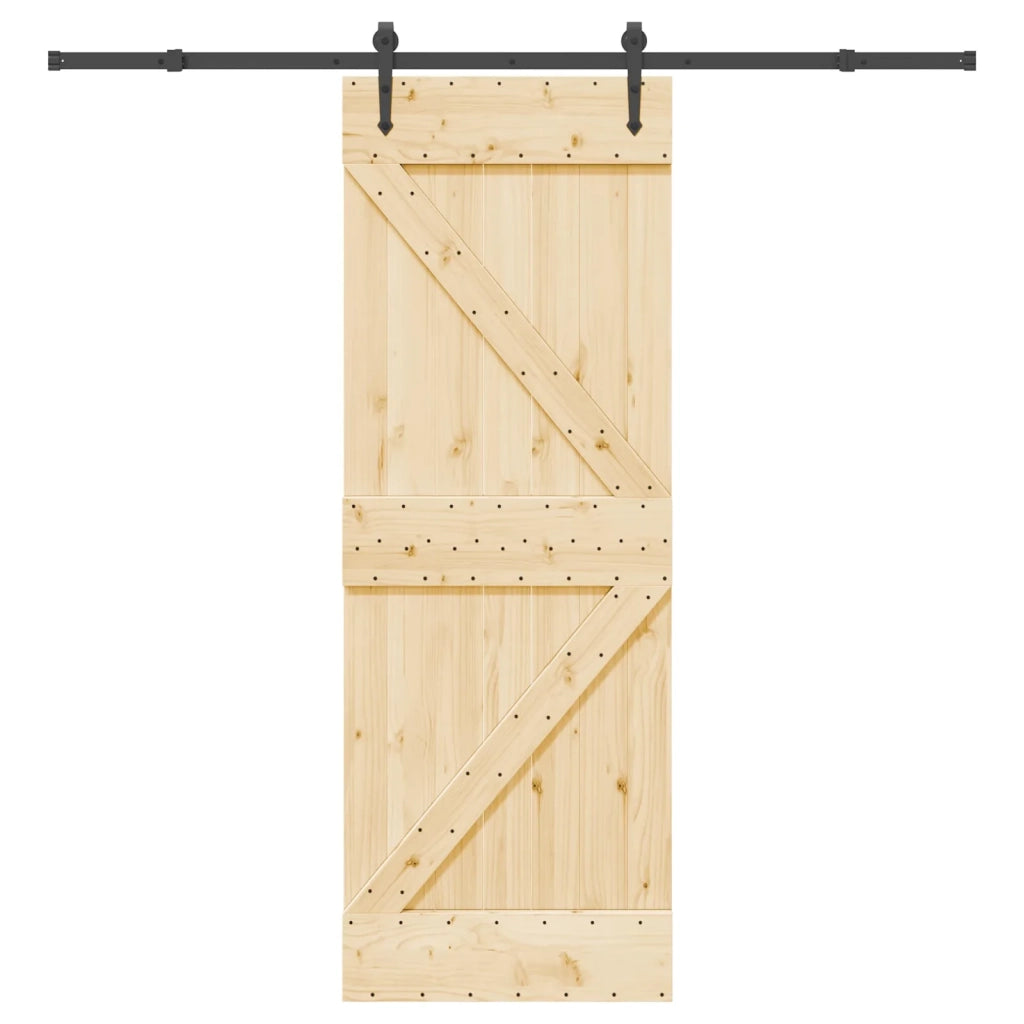Porta scorrevole NARVIK Naturale e Nero 70 x 210 cm (213,5 cm)