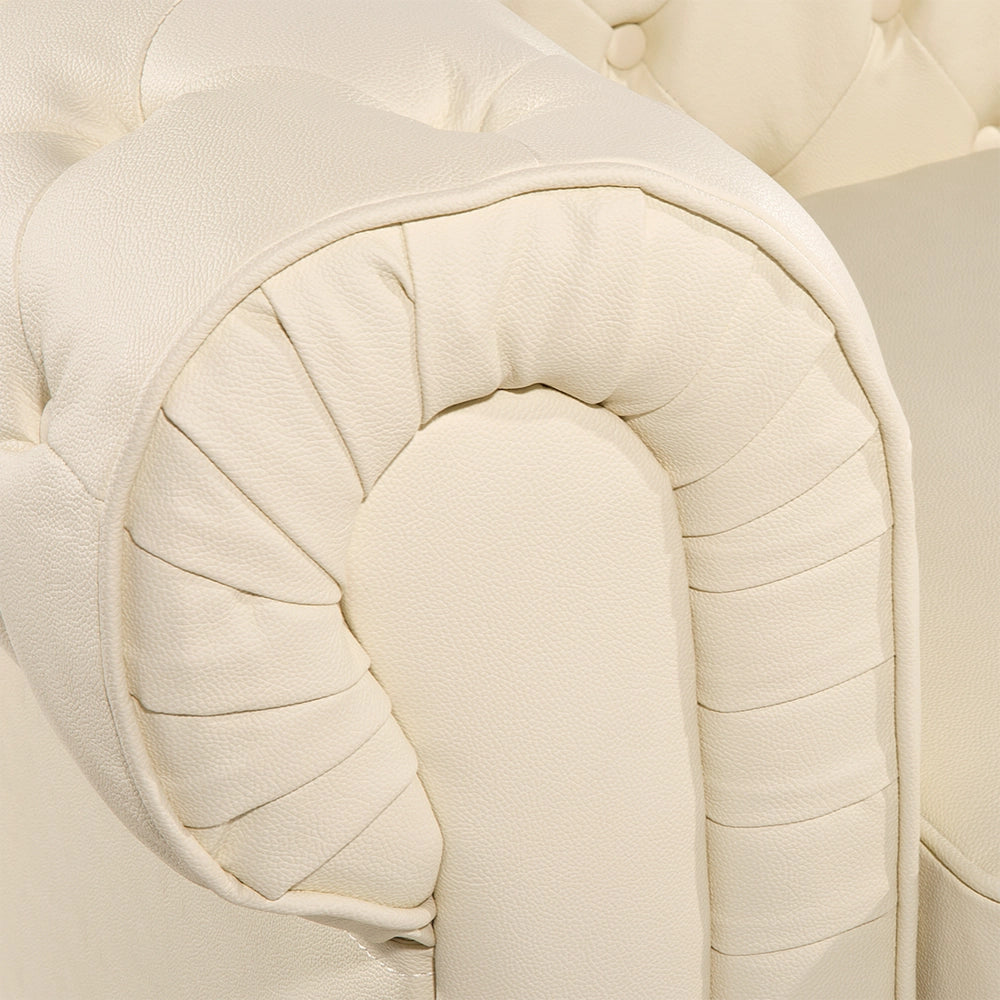 Poltrona Chesterfield Beige Vera Pelle trapuntata in stile Contemporaneo