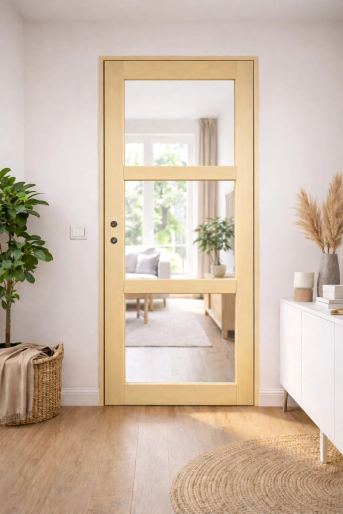 Blocco Porta Ayous Vetri Trasparenti H204 x L83 Tavolino Spinta Destro