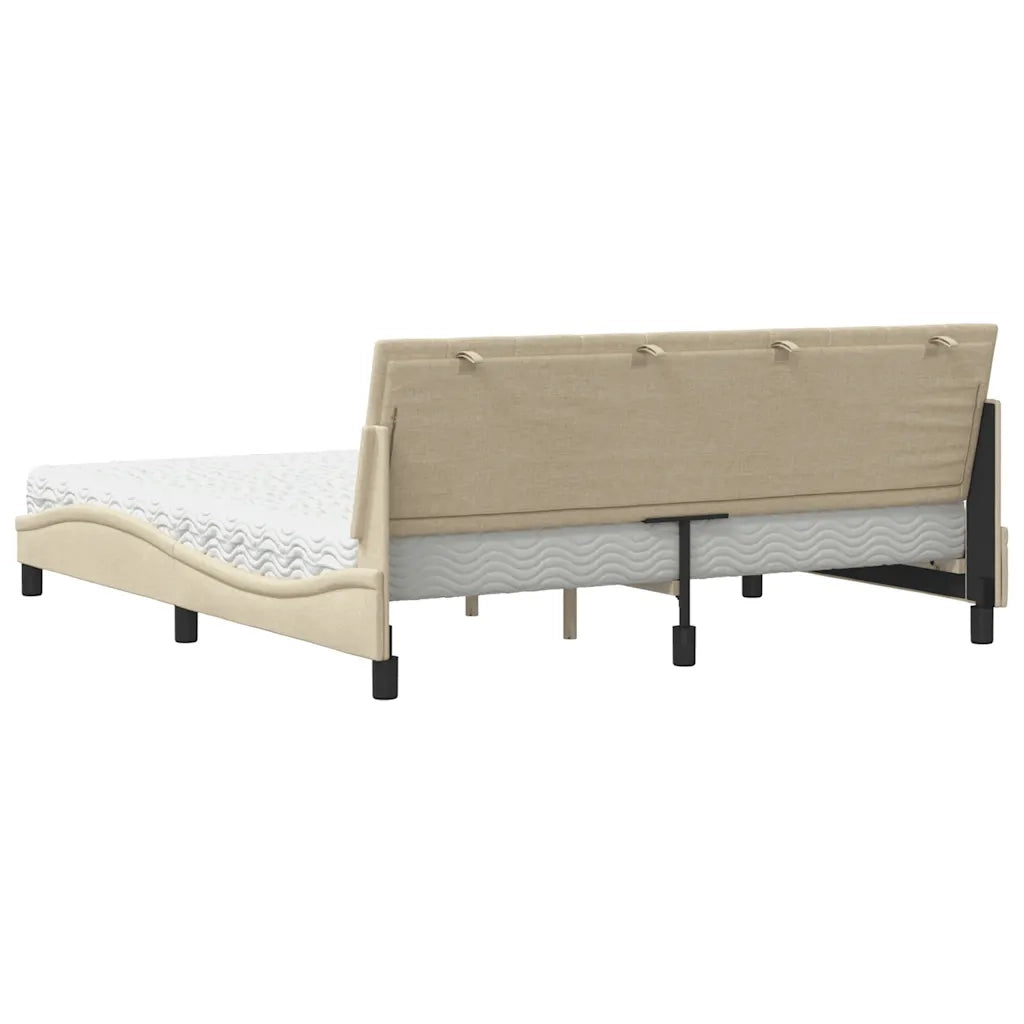 Letto con Materasso Hanko Crema 180x200 cm in Tessuto