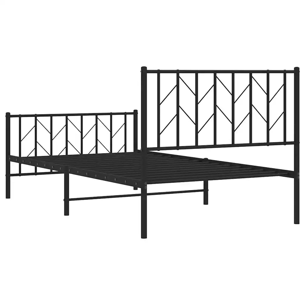 Giroletto con Testiera e Pediera Metallo Nero 100x200 cm 374450