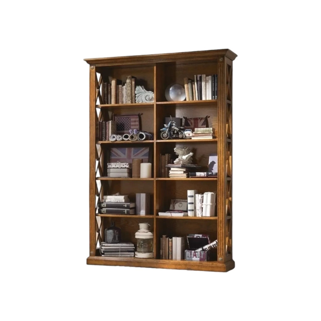 Libreria classica 10 ripiani in legno bassano 133x40x191 - Mobili 2G