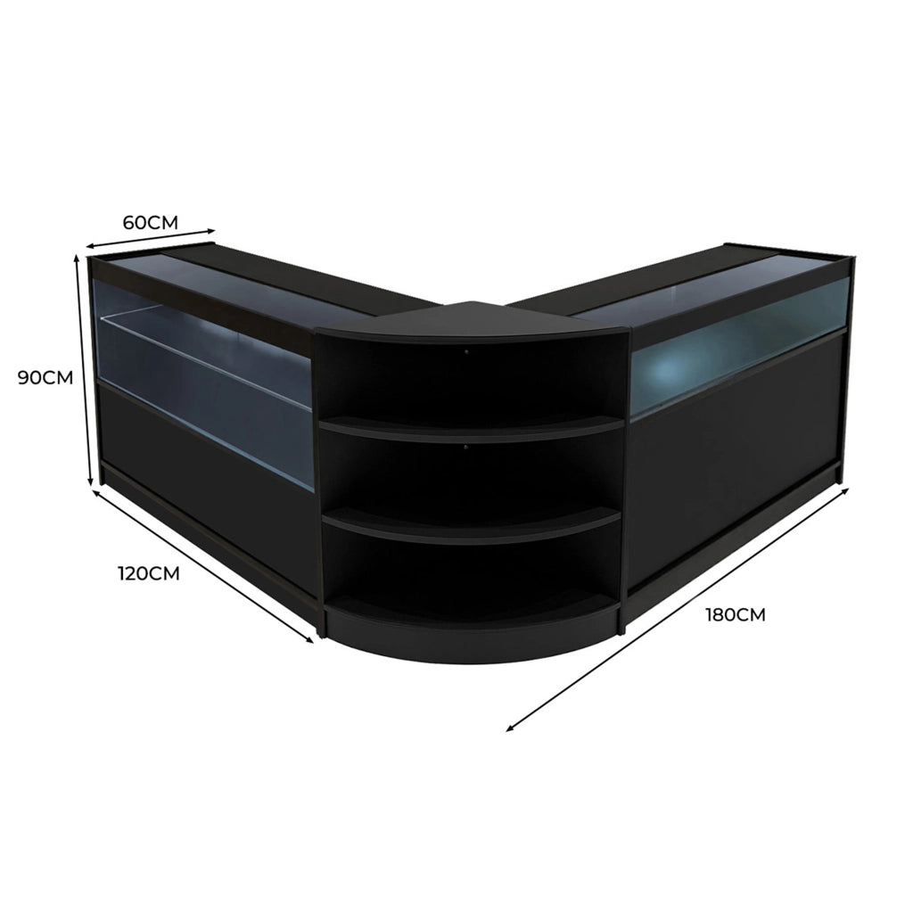Set Banconi LED Nero Harmonia B1200 C1200 LM60 Vetrina Negozio con Serratura