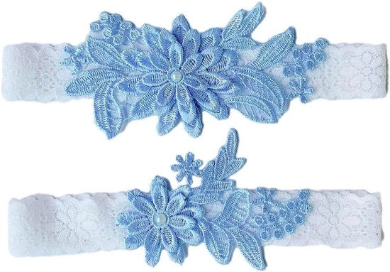 Benda di matrimonio con fiori - blu - set da 2 pezzi