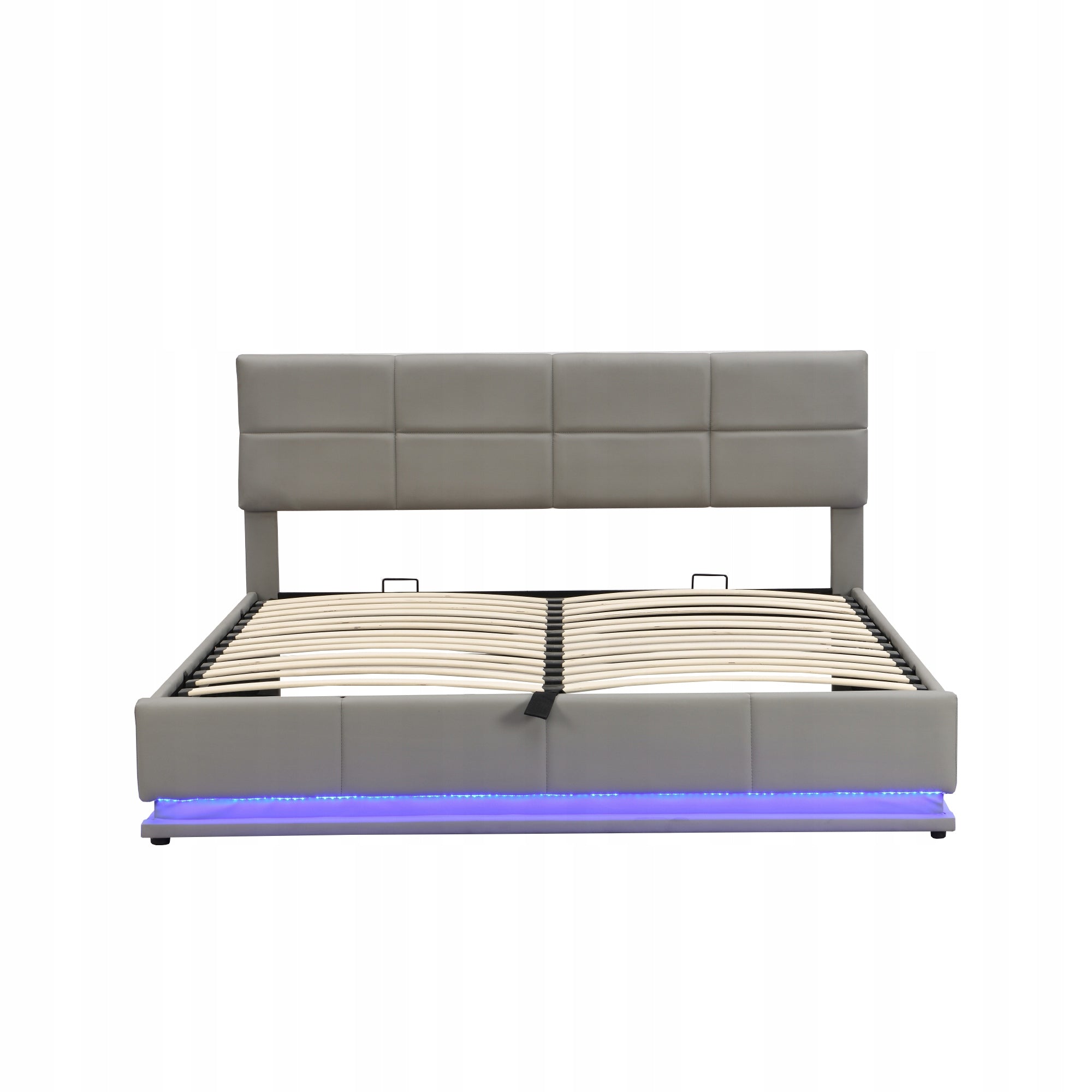 Letto imbottito 180x200 LED - Xylo - Idraulico, colore grigio chiaro