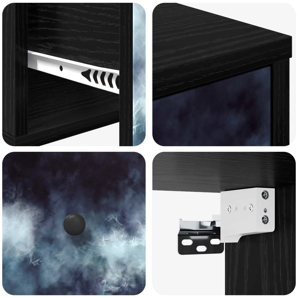 Mobiletto da comodino a parete RAALTE 2 pz Rovere Nero 8007444