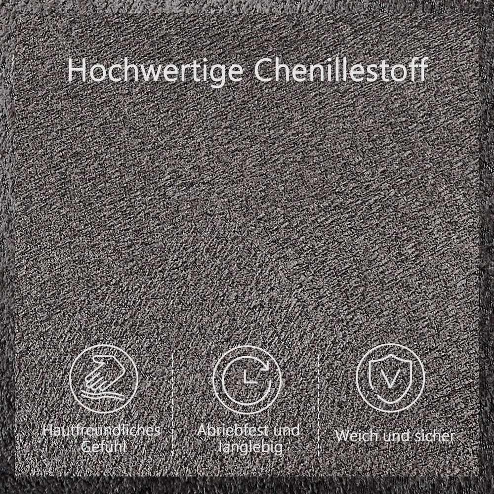 Divano modulare 3 posti ¨C Minimal ¨C grigio tessuto chenille design a mezzaluna