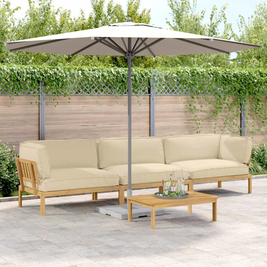 Set di divani con cuscino 4 pcs Beige Legno di Acacia Massello 3418377