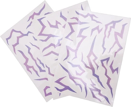 Tatuaggi temporanei 3 pezzi - Adesivi per cosplay anime - Disegno fluorescente - Impermeabile - Gradiente blu - Per trucco da festa - Tatuaggi per cosplay