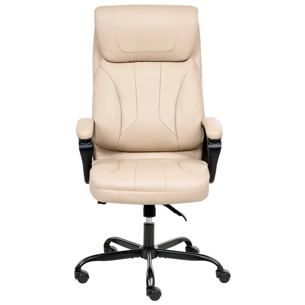 Sedia da ufficio direzionale Rivestimento in ecopelle beige Regolazione dell'altezza del sedile Imbottitura girevole