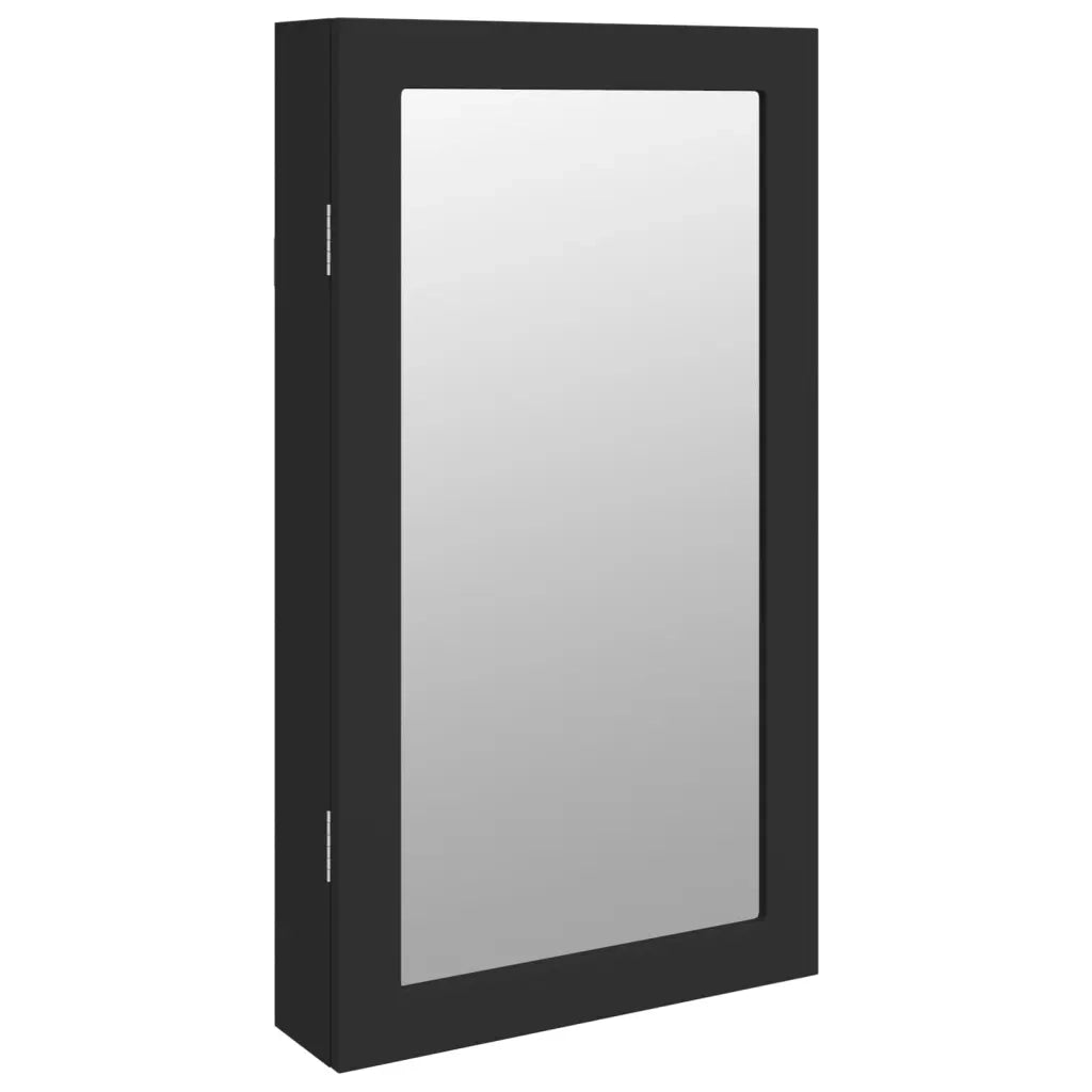 Armadio Portagioie a Specchio con Luci LED a Parete Nero 353230