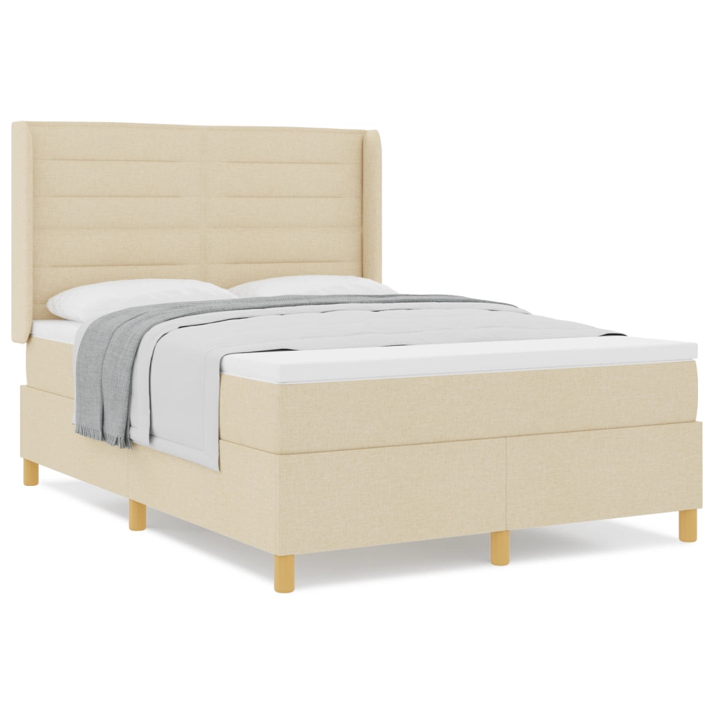 Letto a Box Spring con Materasso - Panna, 140x190 cm, Tessuto