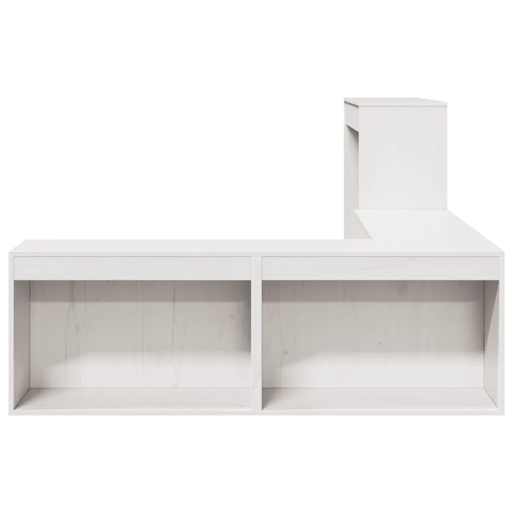 Comodino con Scrivania Bianco 232x122x75 cm Legno Massello di Pino 855751