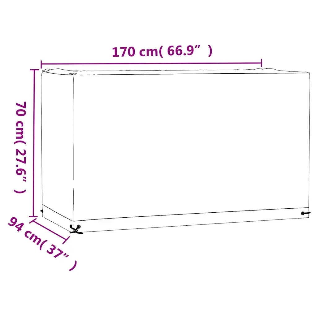 Copri Mobili Giardino | Telone per mobili da esterni 2 pz 8 Occhielli 170x94x70 cm Rettangolare
