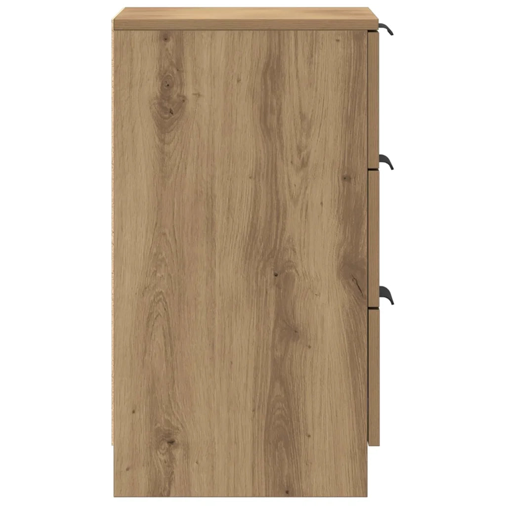 Set di 2 Comodini | Armadio da Notte | Mobiletto da notte Rovere Artigianale 40x36x65cm in Legno Multistrato
