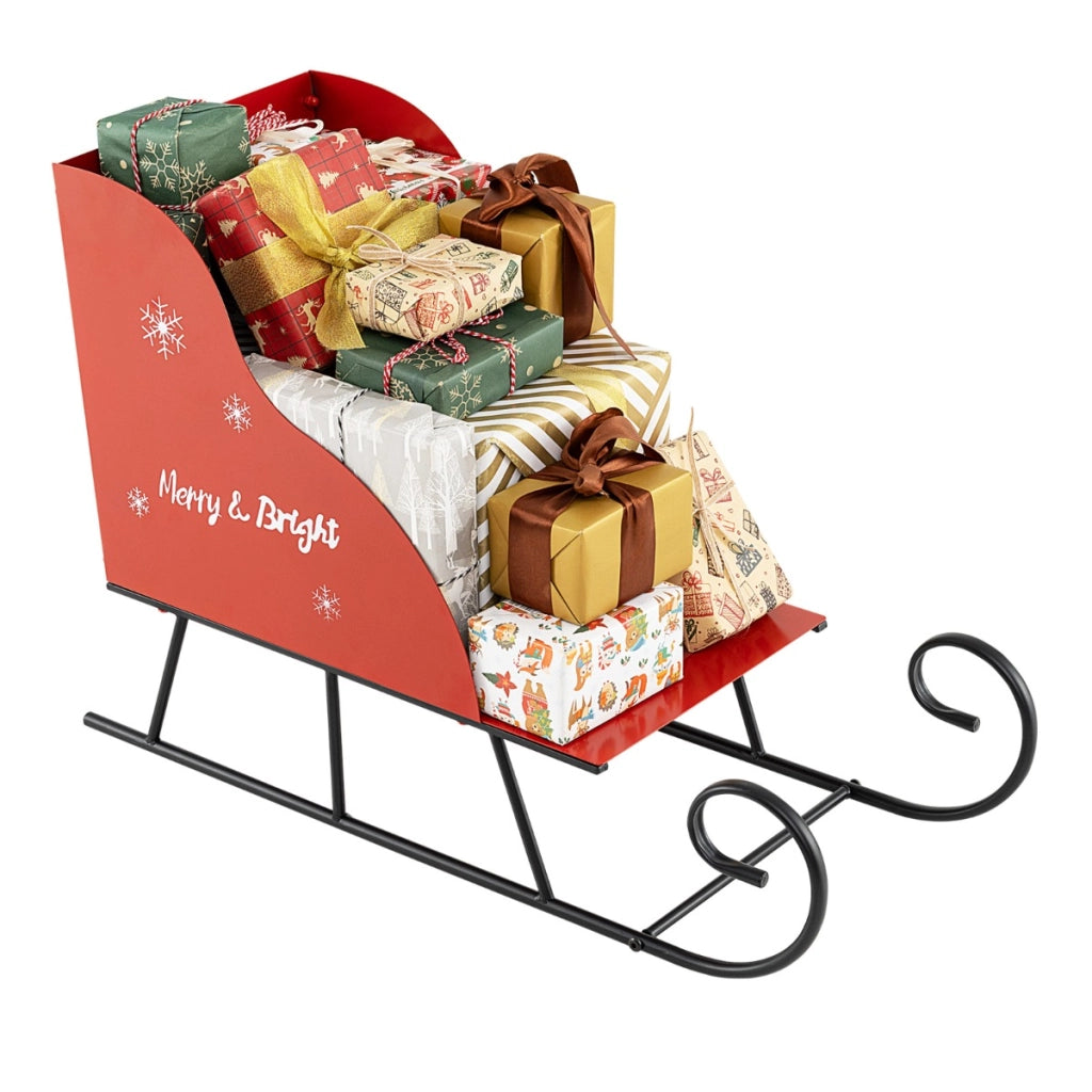 Cestino slitta di babbo natale in metallo per natale per casa ufficio carnevale, Cestino decorazione festiva slitta carrello-Decorazioni natalizie