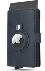 Portafoglio per uomini con contenitore per carte in pelle, blocca RFID, contenitore metallico per banconote, pop-up.
