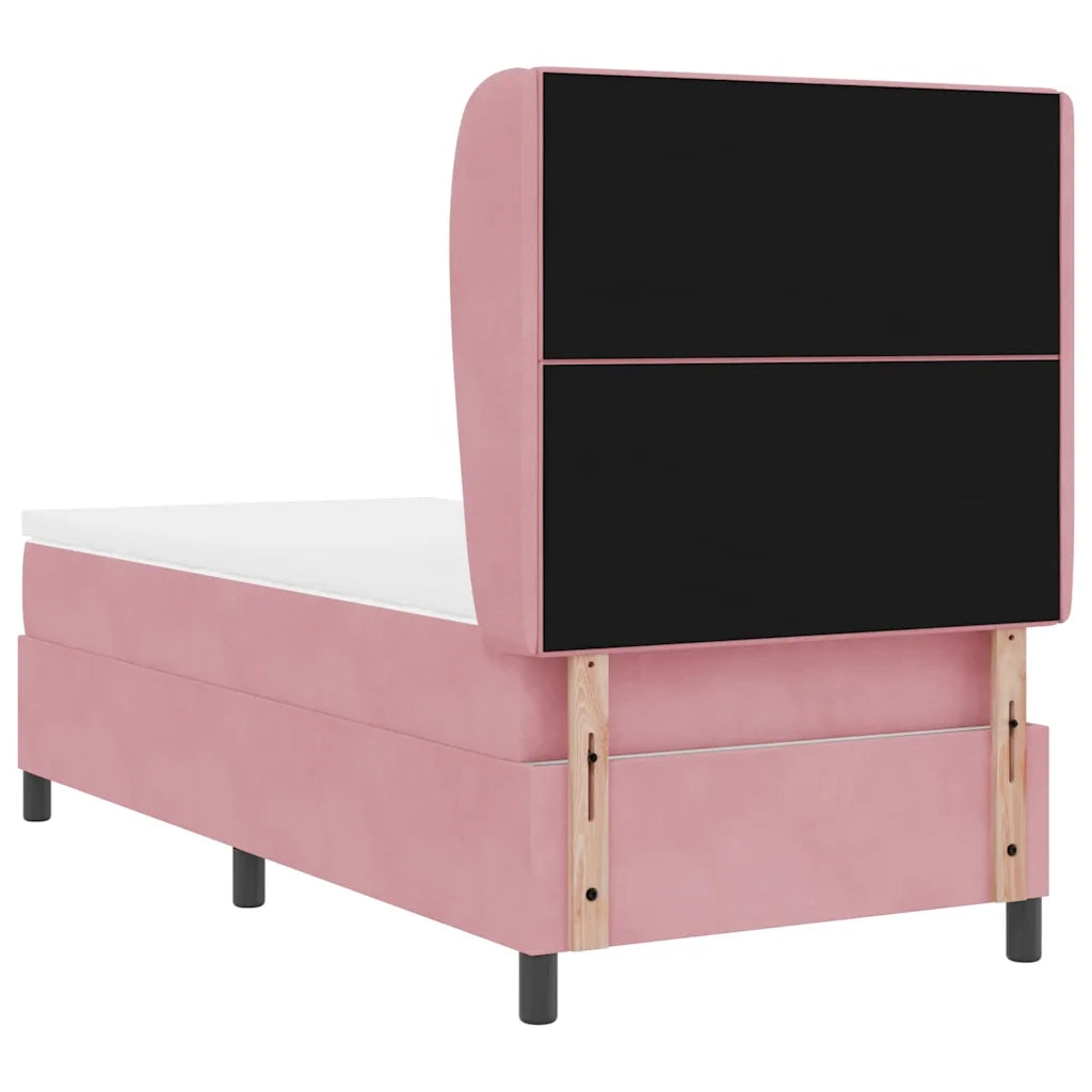 Letto singolo | Letto per adulti | Letto a molle con materasso Rosa 200 x 80 cm Velluto