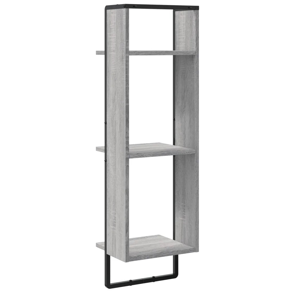 vidaXL Scaffale Parete 3 Ripiani Grigio Sonoma 30x25x100cm Multistrato