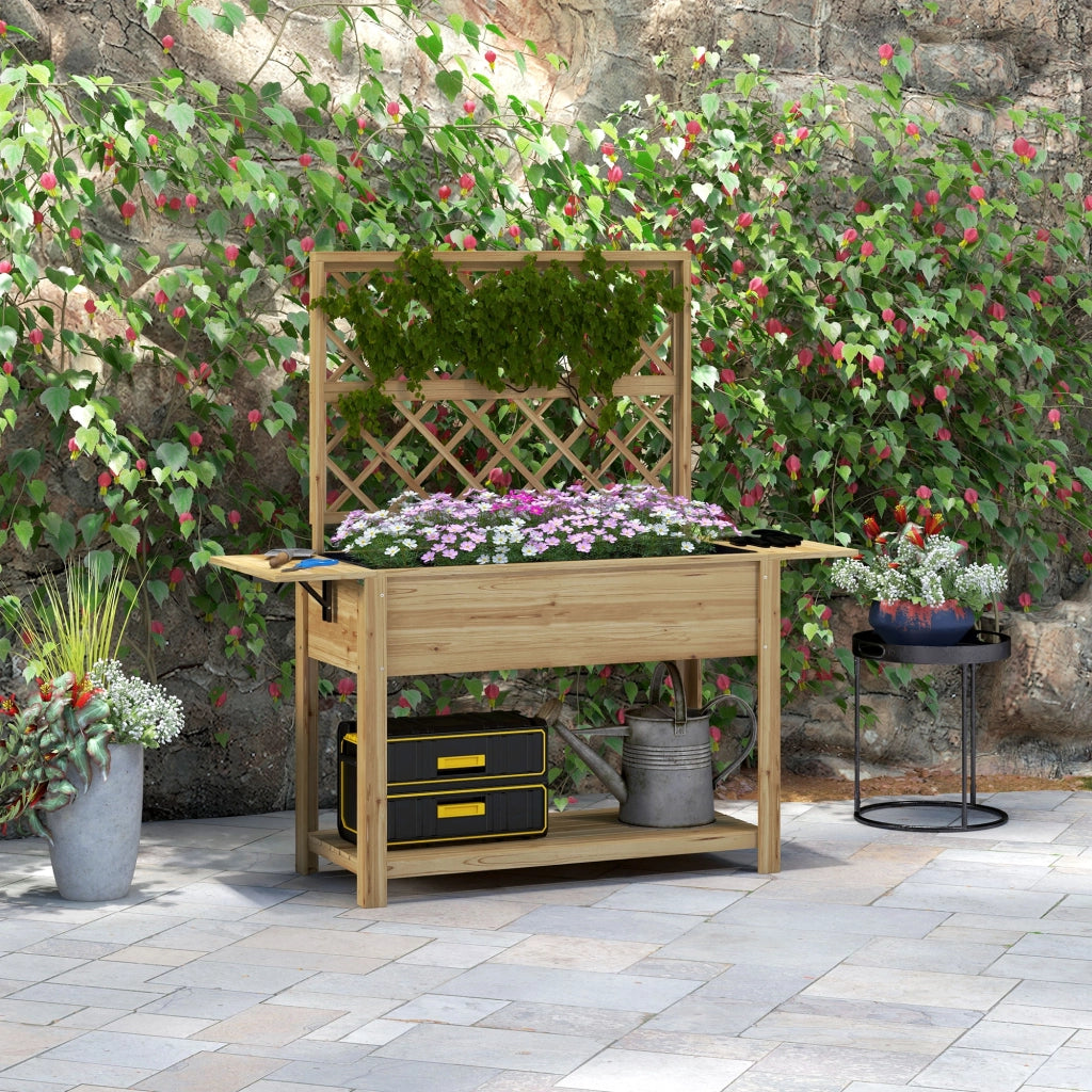 Tavolino da giardino rettangolare con ripiani ¨C zephmum ¨C legno