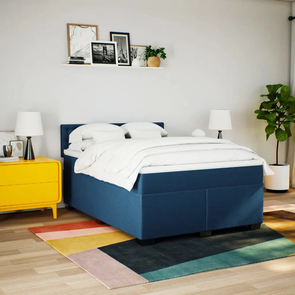 Giroletto a Molle con Materasso Blu 140x200 cm in Tessuto 3288231