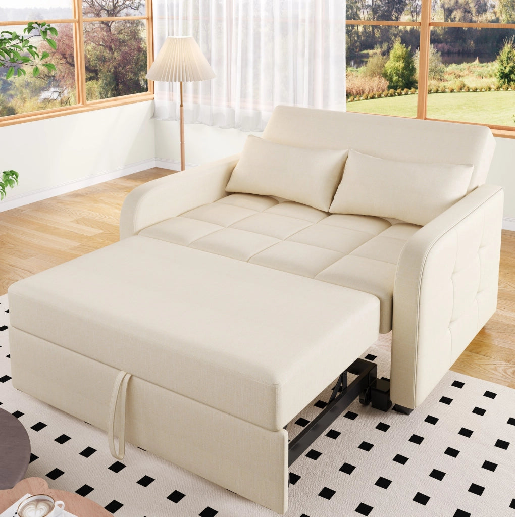 Divano letto pieghevole 127x75x94 cm con schienale regolabile in foam beige