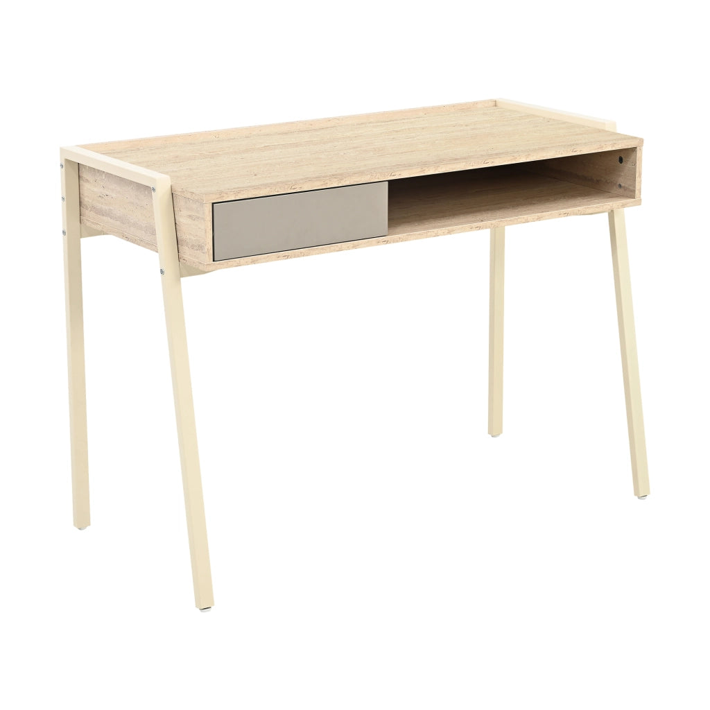 Scrivania Boderas con Vano Aperto e Cassetto 107 x 55 x 78 cm Beige / Travertino [en.casa]