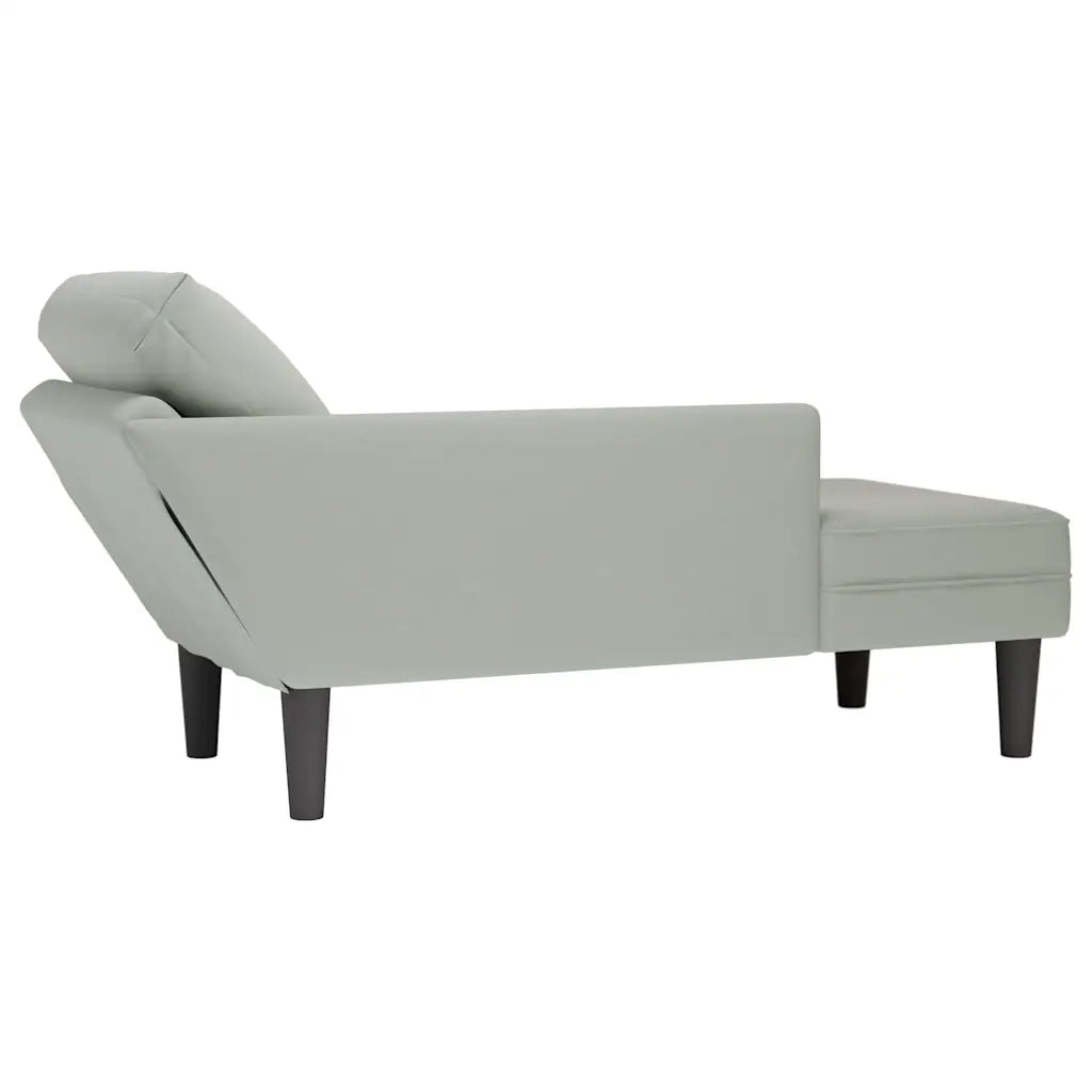 Sdraio con Cuscino e Bracciolo Destro in Velluto Grigio Chiaro 4009807