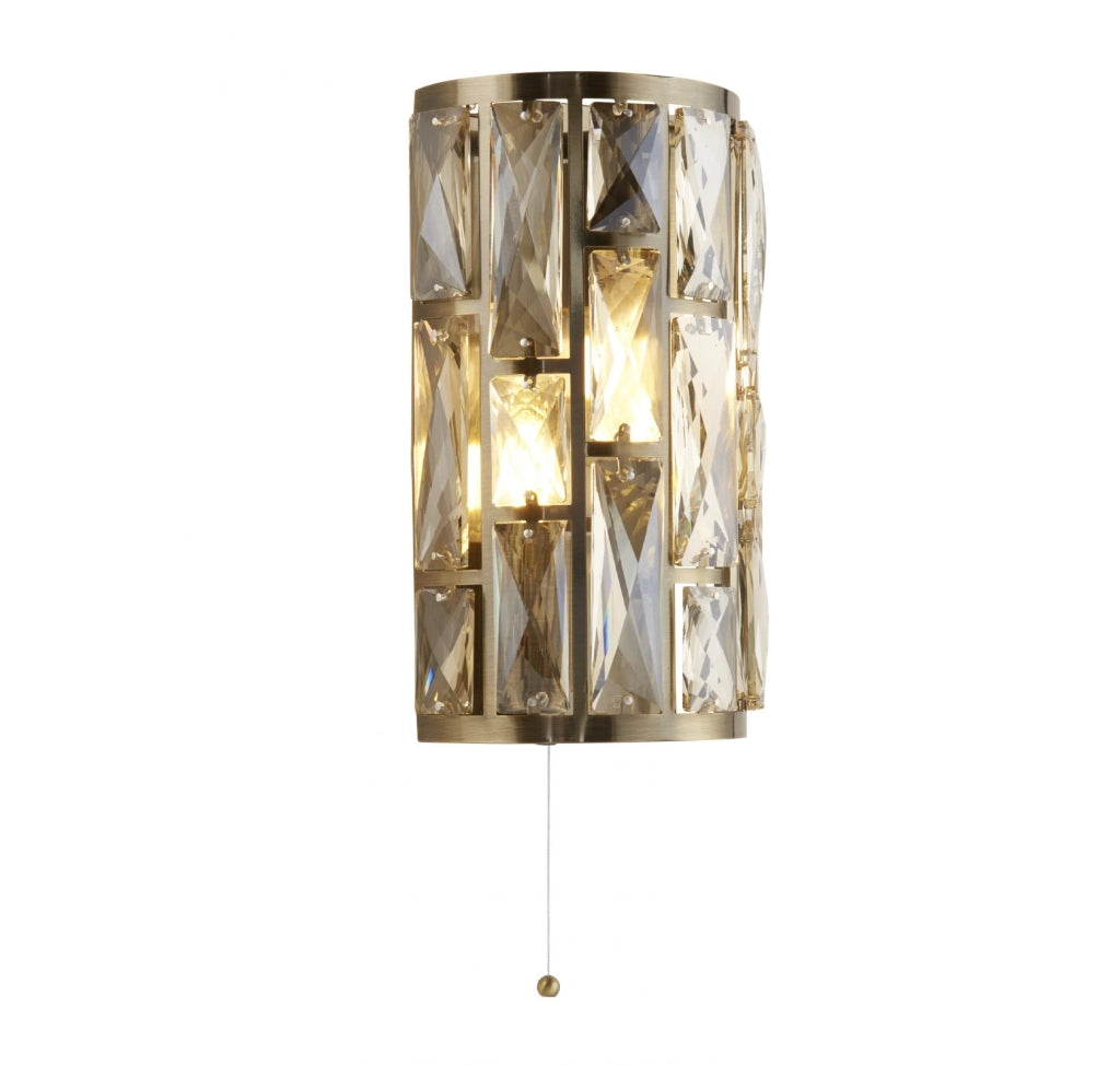 Applique Bijou 2Lt - Metallo ottone anticato e vetro champagne