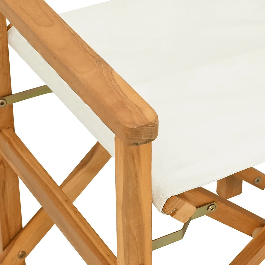 Sedia da Regista Pieghevole Crema in Legno Massello di Teak 4008507