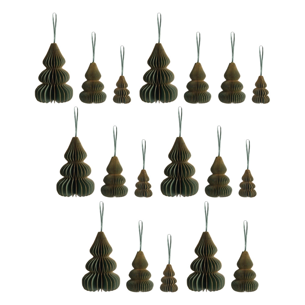 Set di 19 palline natalizie in carta a nido d'ape verde Ornamenti da appendere Decorazioni 3D per Natale