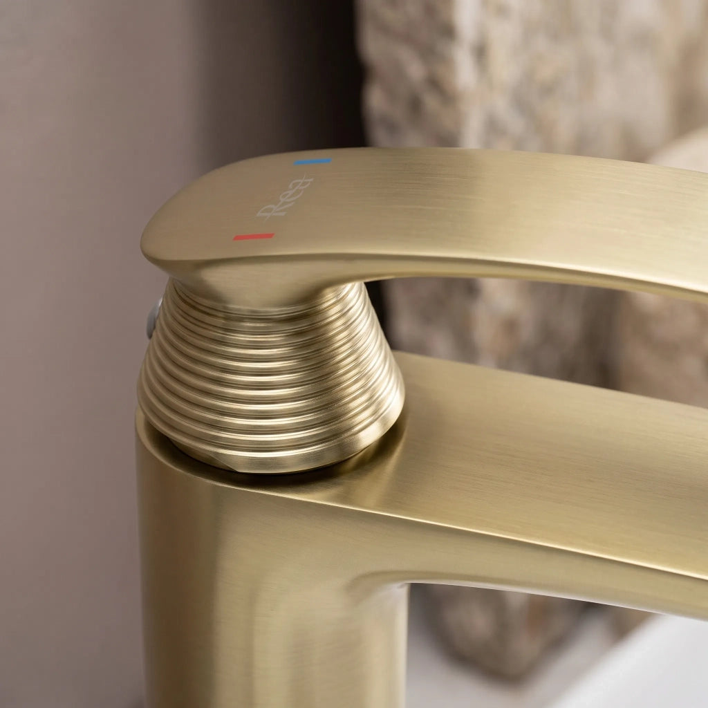 Rubinetto Da Lavabo Premium Rea Como Brush Gold Low