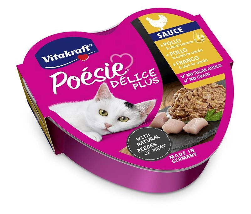 VITAKRAFT BOCCONCINI IN UMIDO POESIE DELICE PLUS 85 G AL POLLO E OLIO DI SALMONE