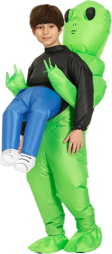 Costume per bambini gonfiabile - indossato da un alieno - pacchetto gonfiabile - pacchetto alieno - rapito da un essere extraterrestre - zaino spaziale gonfiabile - per bambino/ragazzo tra 80/130CM di altezza - verde - unisex