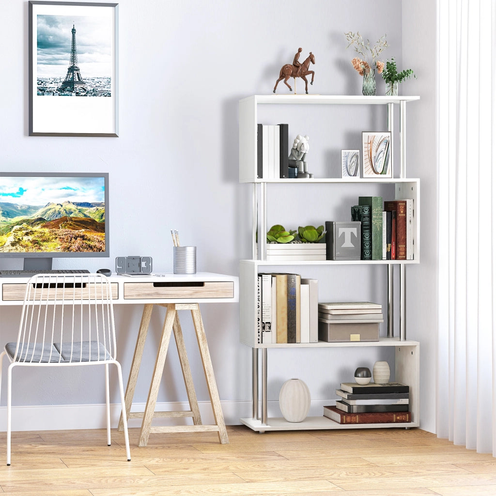 Libreria Scaffale Design Moderno 4 Ripiani ¨C zephmum ¨C Bianco 80x30x145 cm