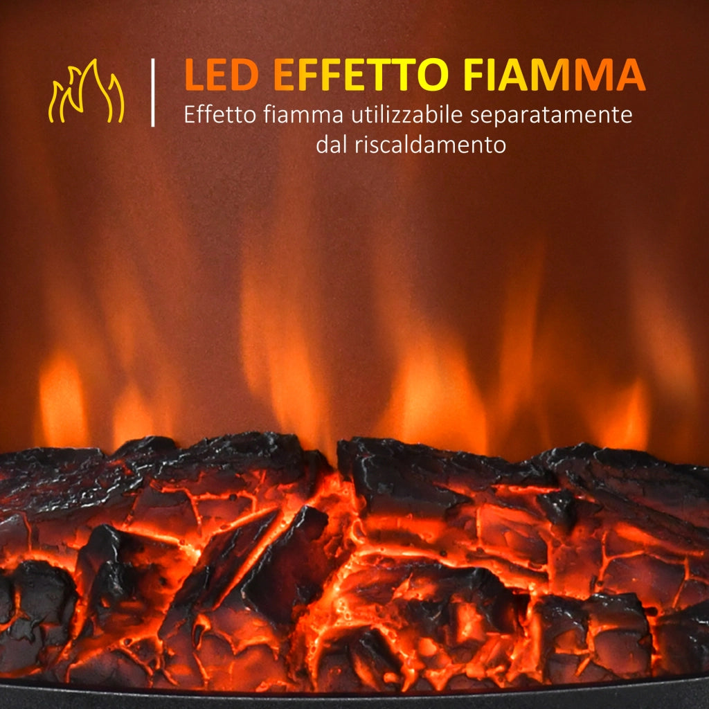 EasyComfort Camino Elettrico Effetto Fiamma e 3 Lati Aperti, Temperatura Regolabile 900W-1800W, Protezione da Surriscaldamento, Copertura 20-25m², 39x26x54.8cm, Nero
